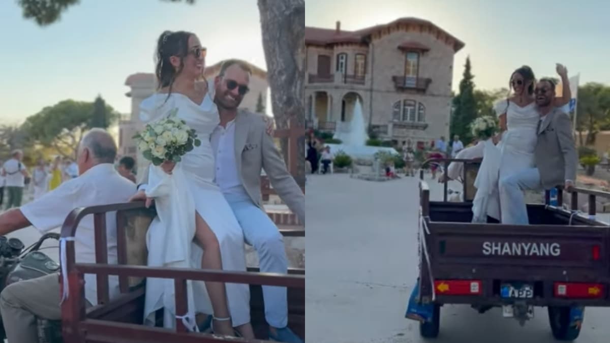 Γάμος να ‘ναι κι όπως να ‘ναι: Θεαματική άφιξη από νύφη και γαμπρό, έφτασαν στην εκκλησία με καρότσα τρικύκλου! (video)