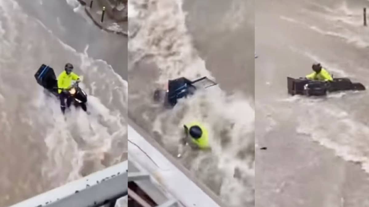 Δεν παραγγέλνουμε όταν έχει κακοκαιρία: Έλληνας διανομέας παρασύρεται από ορμητικά νερά