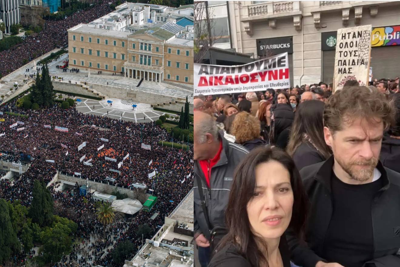 Όλοι ήταν εκεί: Οι άνθρωποι της τέχνης που τίμησαν τη μνήμη των 57 νεκρών στην πορεία για τα Τέμπη