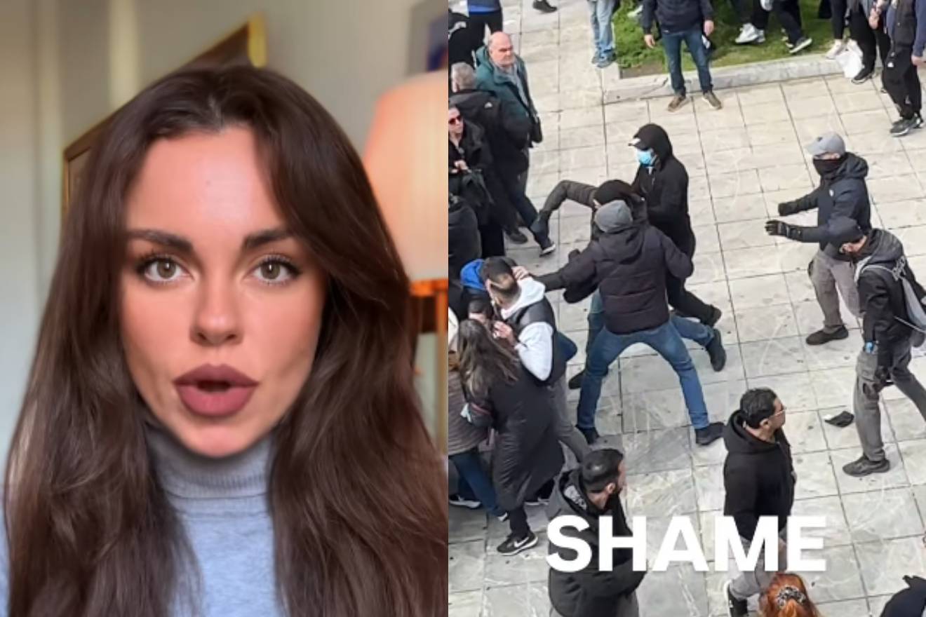 Το συγκλονιστικό βίντεο της Ευδοκίας Τσαγκλή: Κουκουλοφόροι χτυπούν βάρβαρα διαδηλωτή στο ειρηνικό συλλαλητήριο για τα Τέμπη