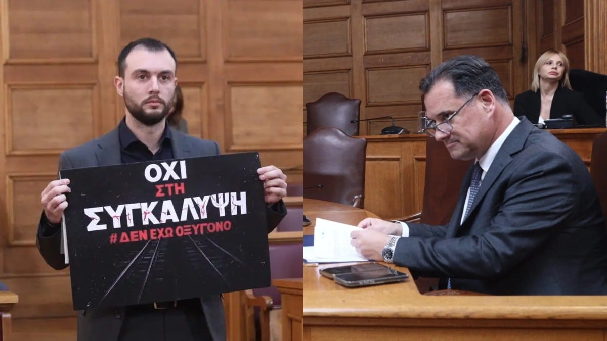 Διαμαρτυρία βουλευτή για τα Τέμπη: Τοποθέτησε πλακάτ «Όχι στην συγκάλυψη» – «Να μην κάνουμε τη βουλή πλατεία» δήλωσε ο Στύλιος